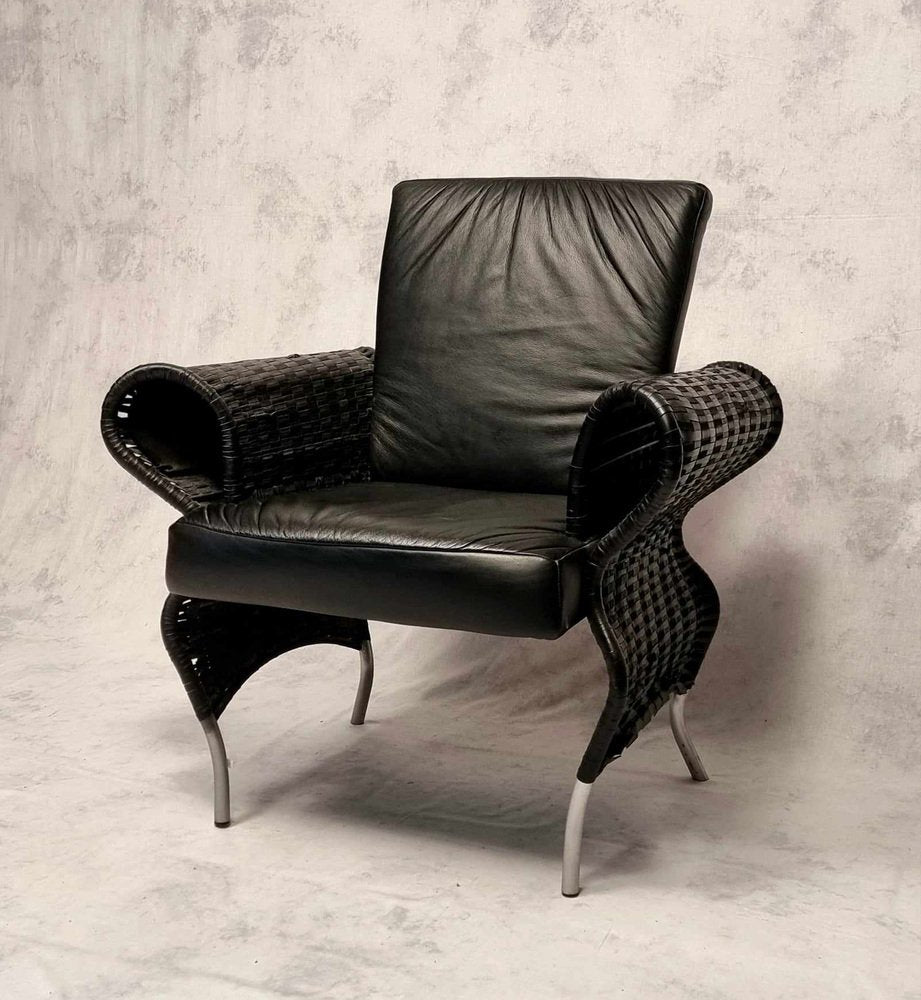 Neo Baroque Leather Armchairs by Bořek Šípek, 1980s, Set of 2