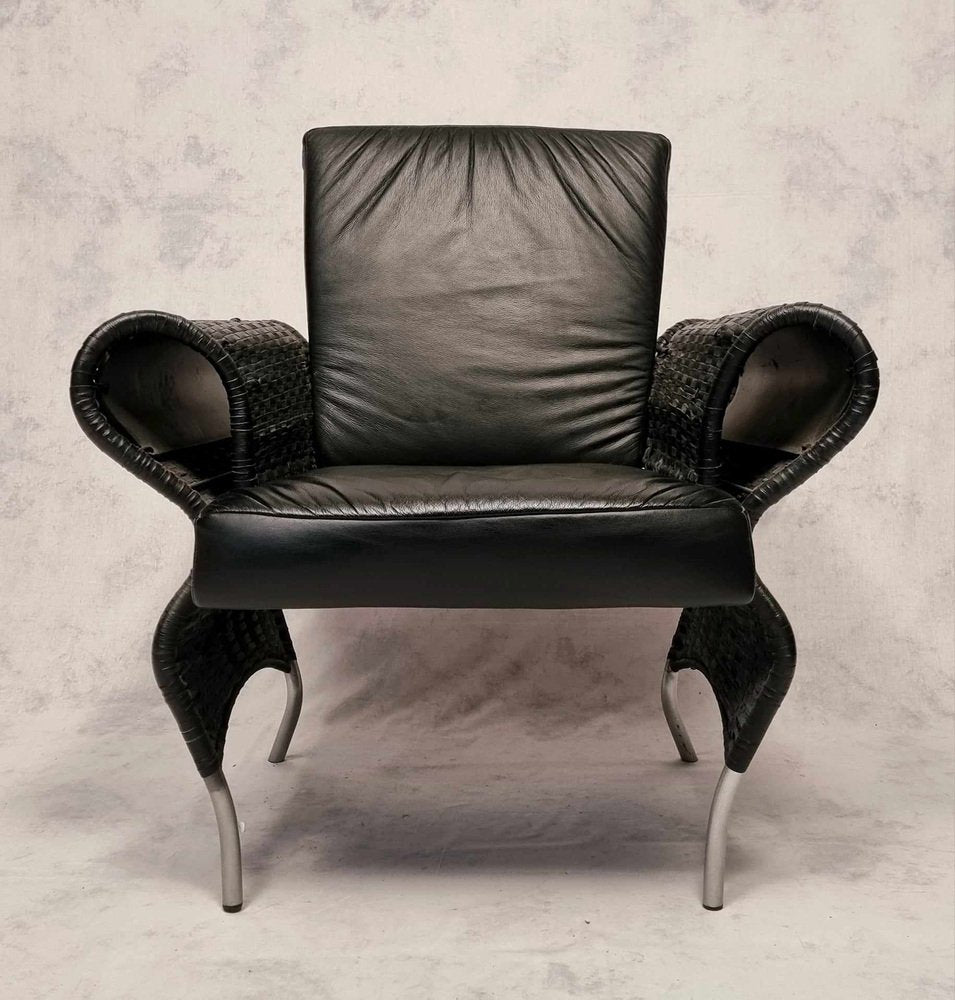 Neo Baroque Leather Armchairs by Bořek Šípek, 1980s, Set of 2