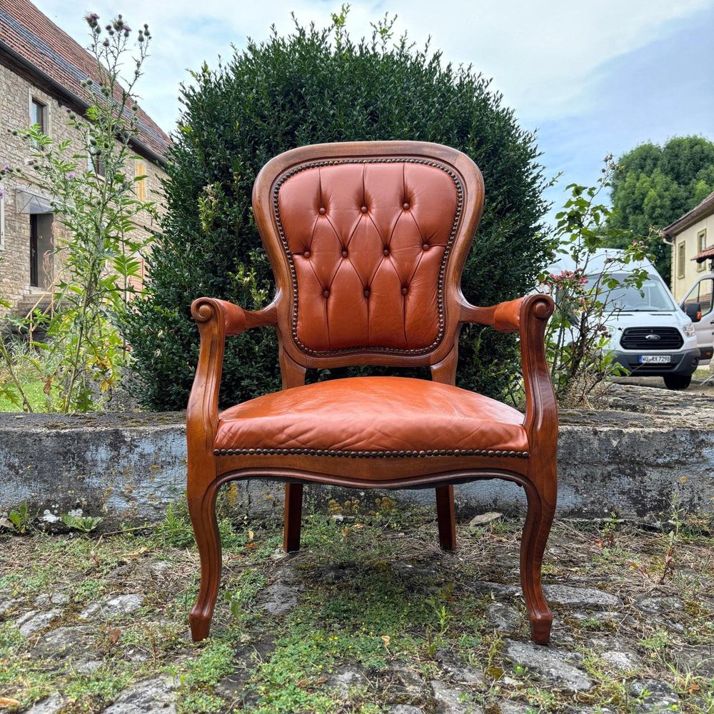 Neo-Baroque Walnut Armchair, France, 1900s