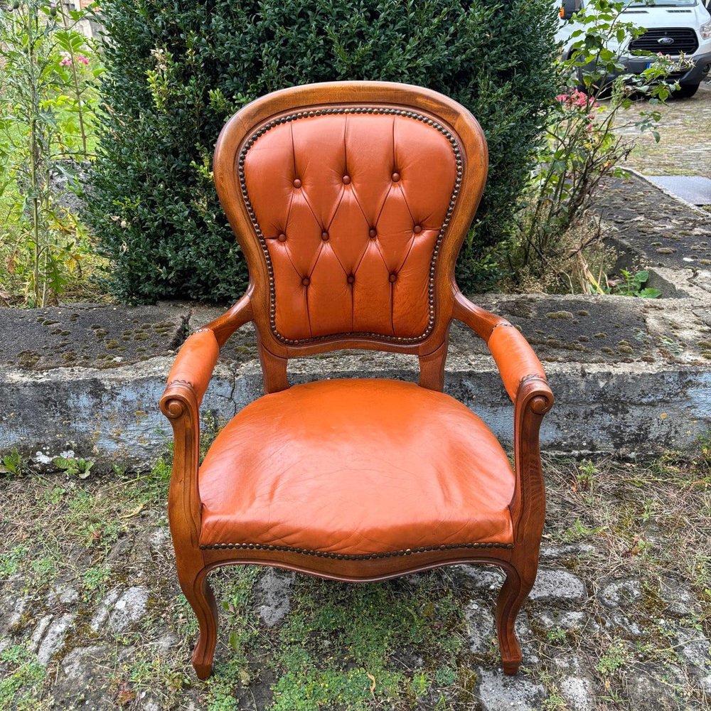 Neo-Baroque Walnut Armchair, France, 1900s