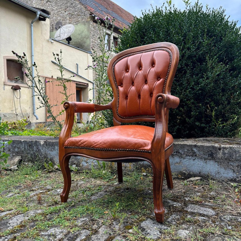 Neo-Baroque Walnut Armchair, France, 1900s