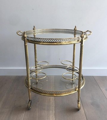 Neo-Classical Brass Round Trolley, France, 1940s-BA-658565