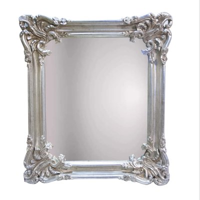 Neo-Classical Regency Hand-Carved Silvered Wooden Mirror, Spain, 1970s-UZ-1375265