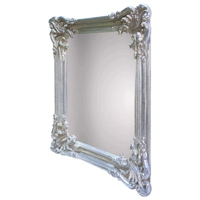 Neo-Classical Regency Hand-Carved Silvered Wooden Mirror, Spain, 1970s-UZ-1375265