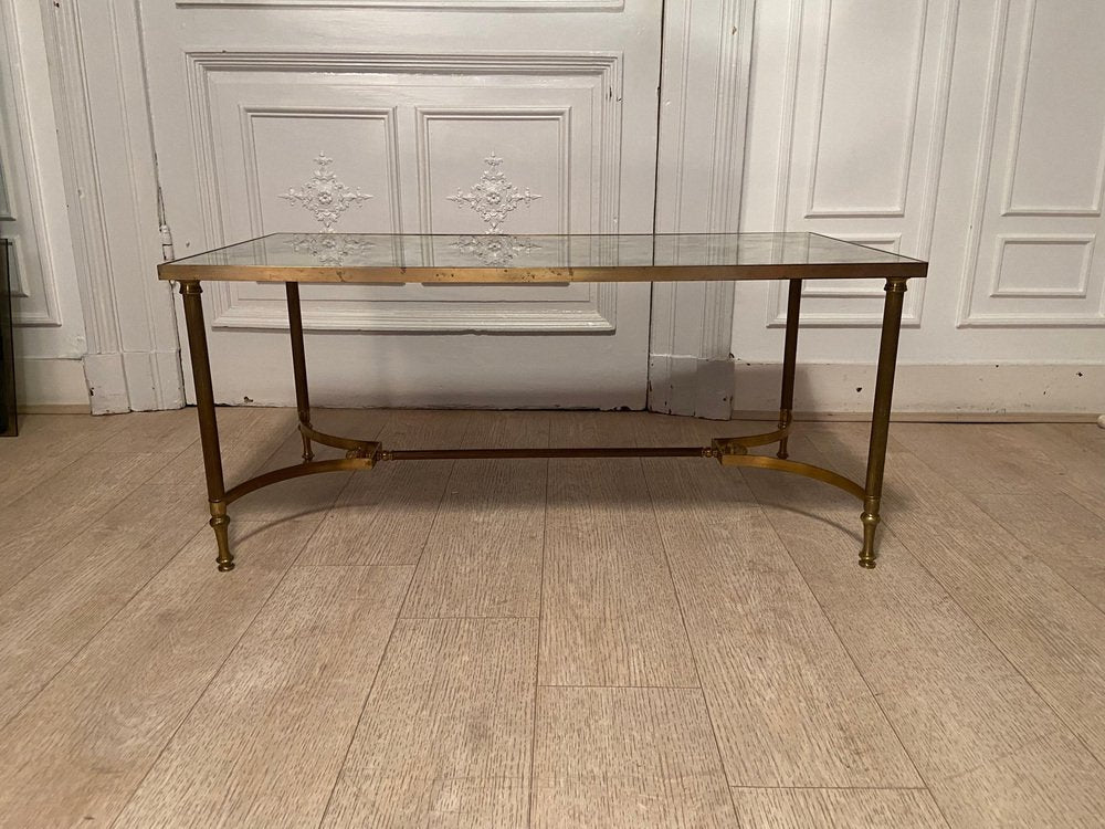 Neo Coffee Table in Brass and Oxidized Mirror, 1970s