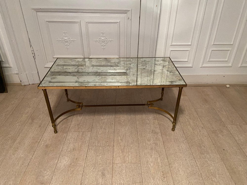 Neo Coffee Table in Brass and Oxidized Mirror, 1970s