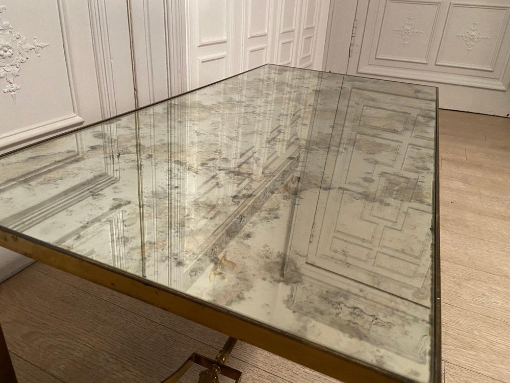 Neo Coffee Table in Brass and Oxidized Mirror, 1970s