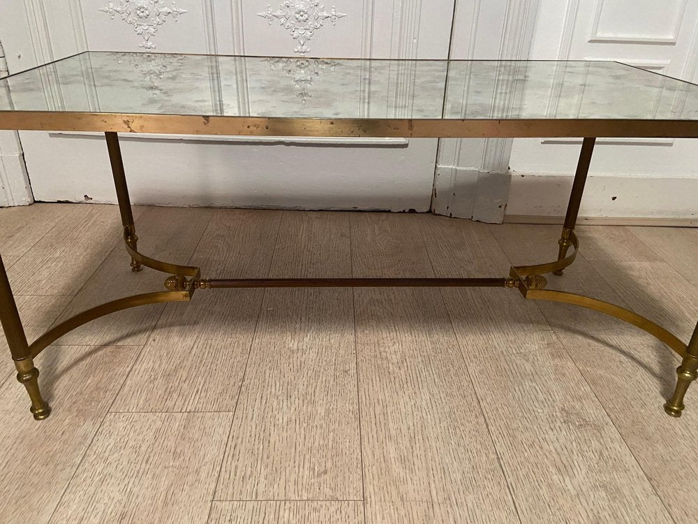 Neo Coffee Table in Brass and Oxidized Mirror, 1970s