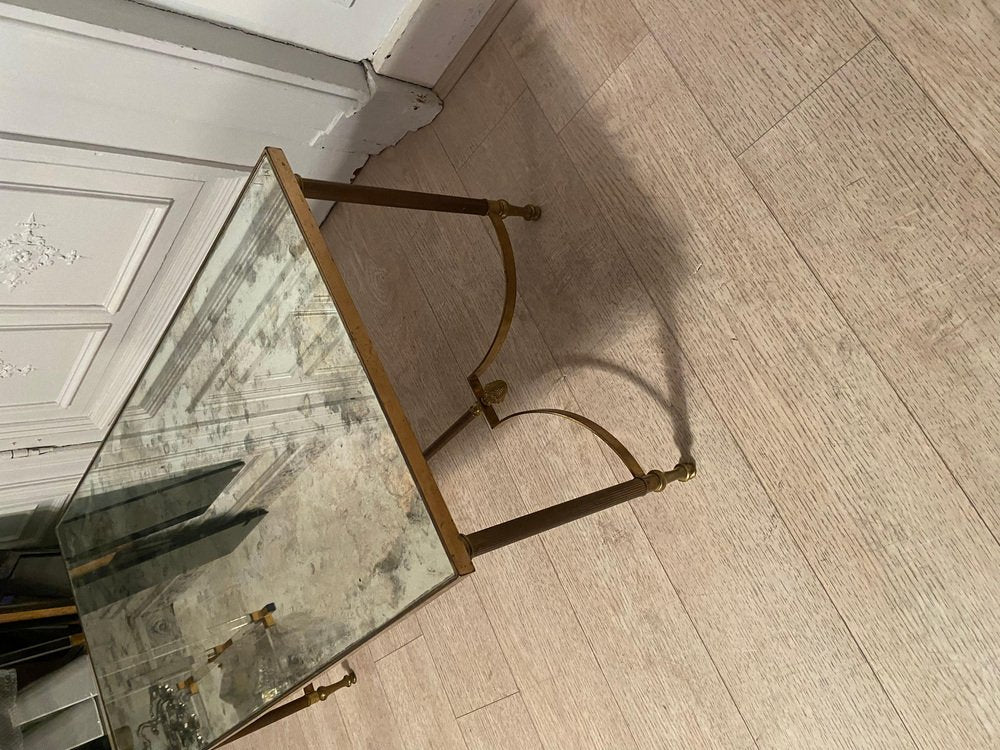 Neo Coffee Table in Brass and Oxidized Mirror, 1970s