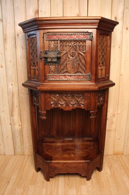 Neo-Gothic Cabinet in Carved Walnut-KMQ-1332636