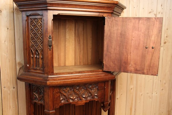 Neo-Gothic Cabinet in Carved Walnut-KMQ-1332636