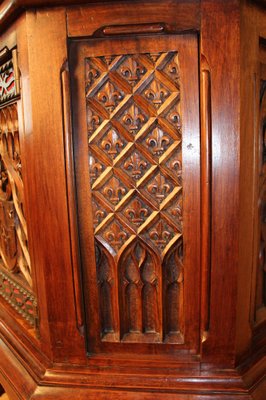 Neo-Gothic Cabinet in Carved Walnut-KMQ-1332636