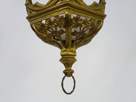 Neo-Gothic Church Suspension in Bronze and Glass, 1890s-MZP-1795915