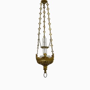 Neo-Gothic Church Suspension in Bronze and Glass, 1890s-MZP-1795915