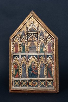 Neo-Gothic Painted Wooden Panel Biblical Scene-QKG-1793421