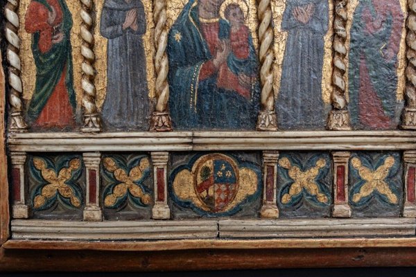 Neo-Gothic Painted Wooden Panel Biblical Scene-QKG-1793421