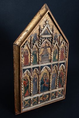 Neo-Gothic Painted Wooden Panel Biblical Scene-QKG-1793421