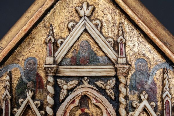 Neo-Gothic Painted Wooden Panel Biblical Scene-QKG-1793421