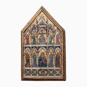 Neo-Gothic Painted Wooden Panel Biblical Scene-QKG-1793421