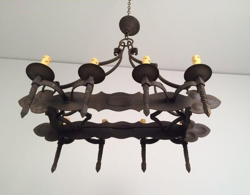 Neo-Gothic Wrought Iron Chandelier with 8 Arms-BA-1365800