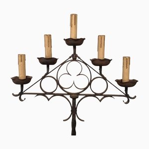 Neo-Gothic Wrought Iron Parquet Floor Candleholder-BA-1365801