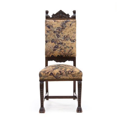 Neo-Renaissance Carved Chair with Woven Upholstery, 1800s-FSD-885747