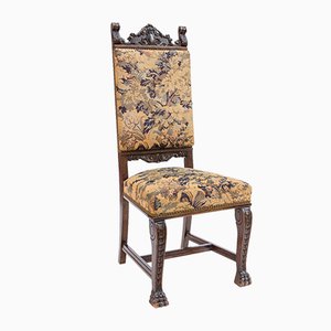 Neo-Renaissance Carved Chair with Woven Upholstery, 1800s-FSD-885747