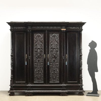 Neo-Renaissance Style Ebonized Wardrobe-VMM-2031632