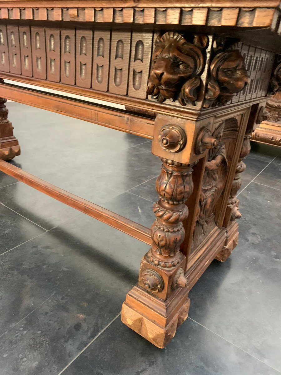 Neo Renaissance Walnut Table, 1890s