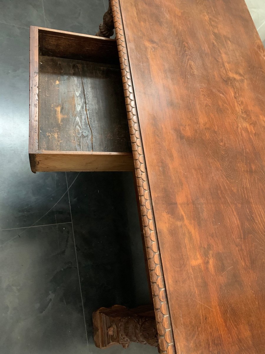 Neo Renaissance Walnut Table, 1890s