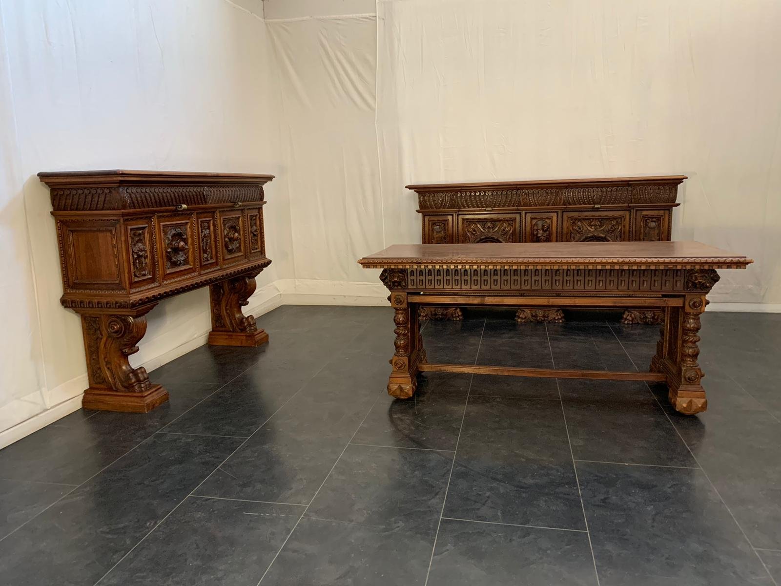 Neo Renaissance Walnut Table, 1890s