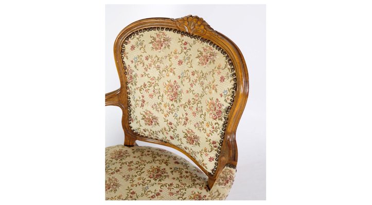 Neo-Rococo Armchairs in Decorated Fabric & Light Wood, Set of 2-UY-1274076