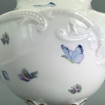 Neo- Rococo Vase on Paw Feet Hummingbird and Butterfly Decoration from Royal Prussian Tettau-XOP-2035033