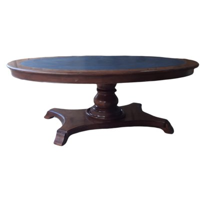 Neoclassic Leather Meeting or Game Oval Table by Francisco Hurtado, 1800s-TCS-1067727