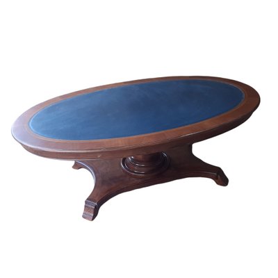 Neoclassic Leather Meeting or Game Oval Table by Francisco Hurtado, 1800s-TCS-1067727