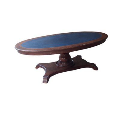 Neoclassic Leather Meeting or Game Oval Table by Francisco Hurtado, 1800s-TCS-1067727