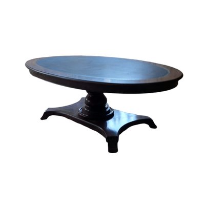 Neoclassic Leather Meeting or Game Oval Table by Francisco Hurtado, 1800s-TCS-1067727