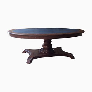 Neoclassic Leather Meeting or Game Oval Table by Francisco Hurtado, 1800s-TCS-1067727