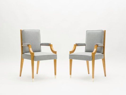 Neoclassical Ash Wood Armchairs by André Arbus, 1940s, Set of 2-YJA-1362246