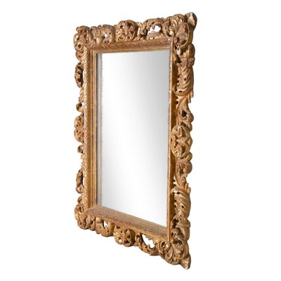 Neoclassical Baroque Gold Foil Hand Carved Wooden Mirror, 1970-UZ-984963