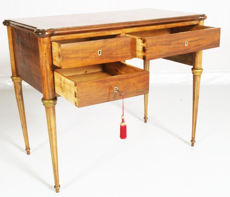 Neoclassical Blond Walnut & Flame-Applied Walnut Burl Desk, Late 1800s-NJV-879048