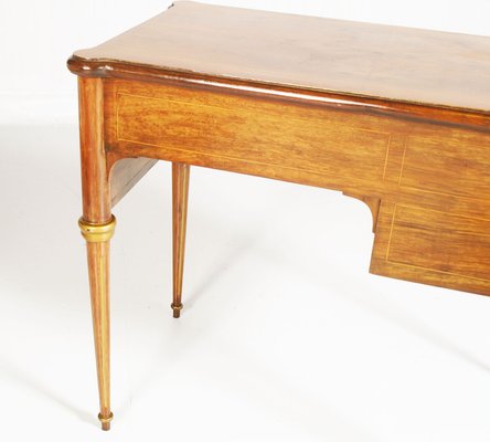 Neoclassical Blond Walnut & Flame-Applied Walnut Burl Desk, Late 1800s-NJV-879048