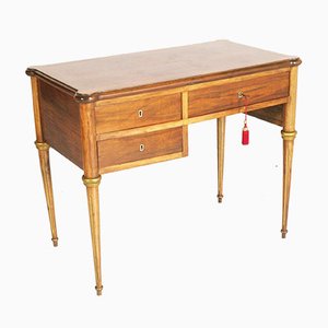 Neoclassical Blond Walnut & Flame-Applied Walnut Burl Desk, Late 1800s-NJV-879048