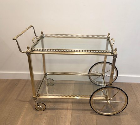 Neoclassical Brass and Silver Metal Trolley-BA-1365391