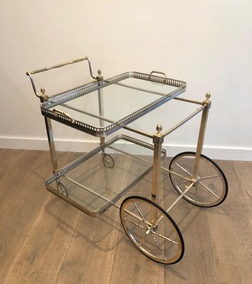 Neoclassical Brass and Silver Metal Trolley-BA-1365391