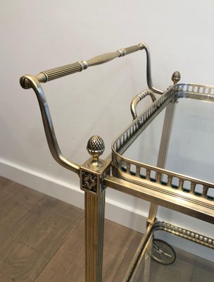 Neoclassical Brass and Silver Metal Trolley-BA-1365391