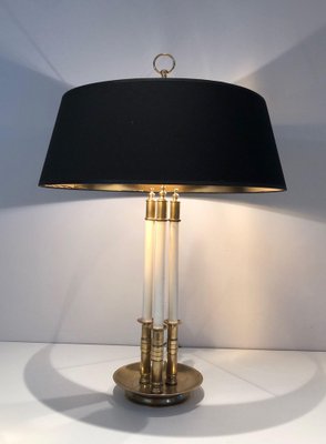 Neoclassical Brass and White Lacquer Table Lamps, 1970s, Set of 2-BA-1698357