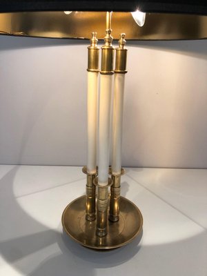 Neoclassical Brass and White Lacquer Table Lamps, 1970s, Set of 2-BA-1698357