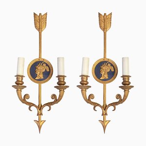 Neoclassical Bronze 2-Light Wall Sconces, Set of 2-MBH-1031797