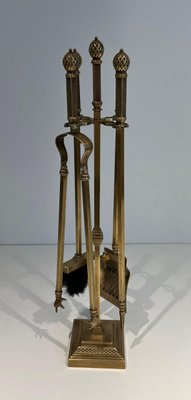 Neoclassical Bronze and Brass Fire Tools Set, 1930s, Set of 4-BA-1784740